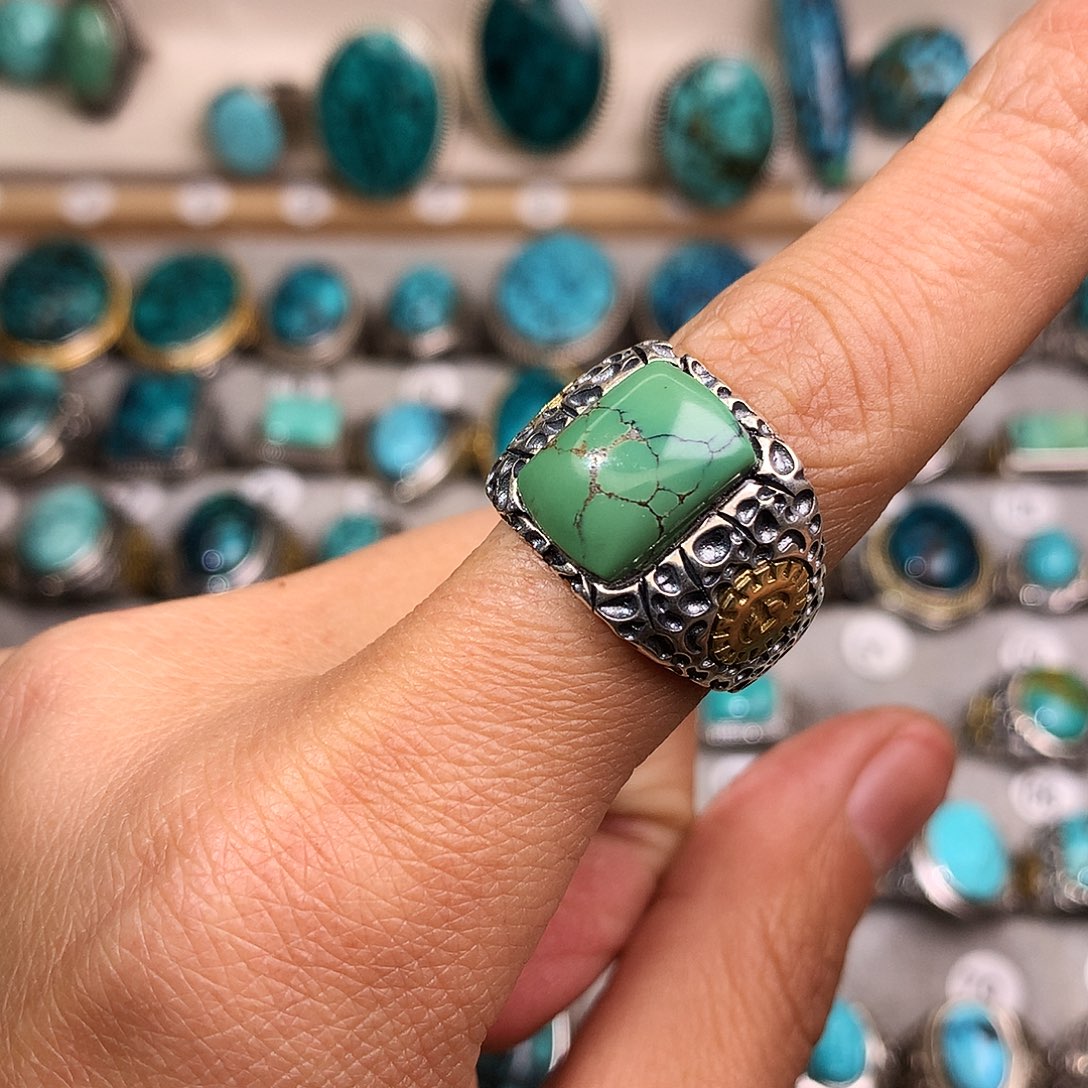 绿松石挂件银S925镶嵌