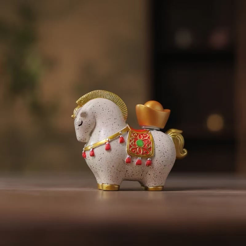 白色马上有钱茶桌装饰品茶室茶宠（Q8901）