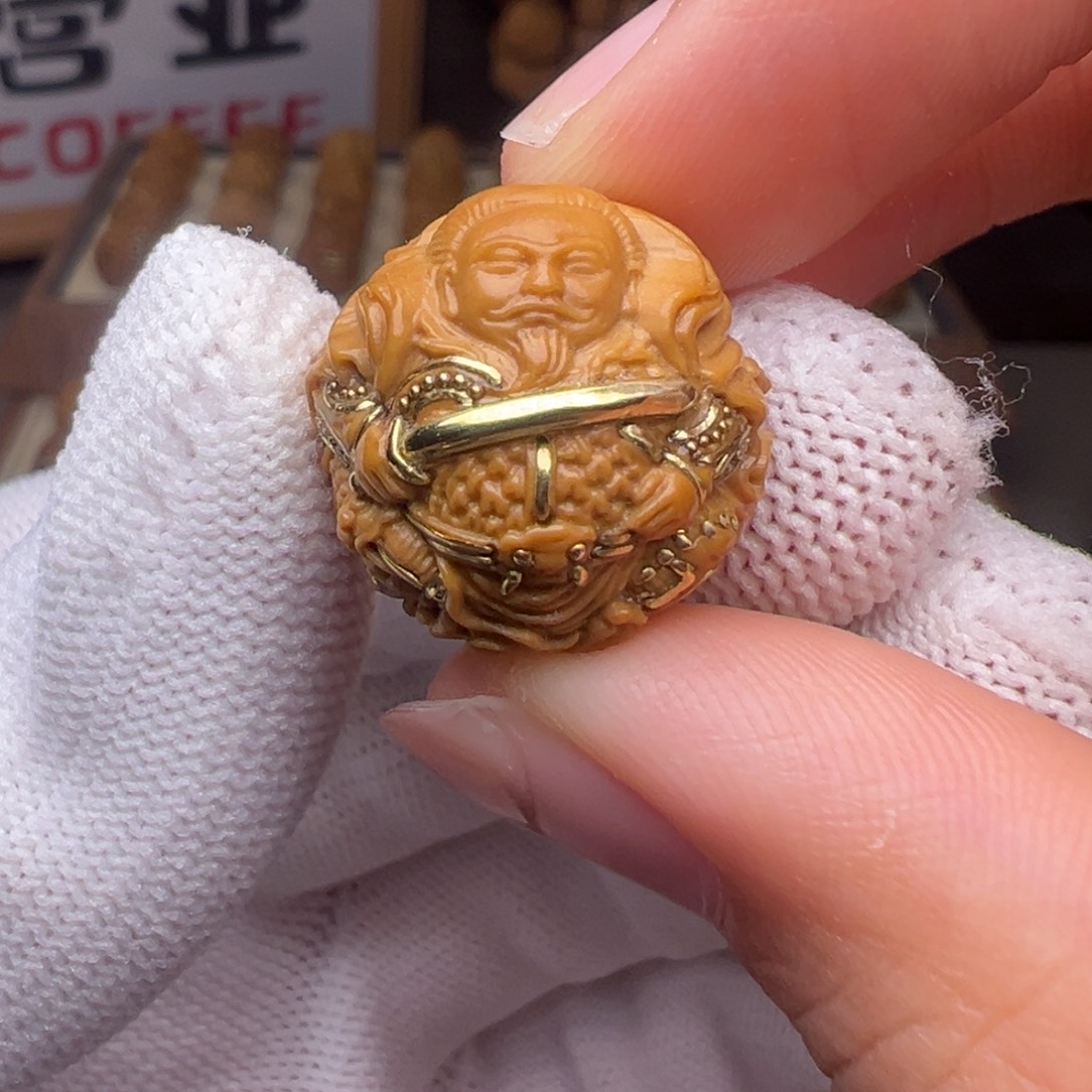 猴头核桃把件镶嵌款真武大蒂全品有正常封口线