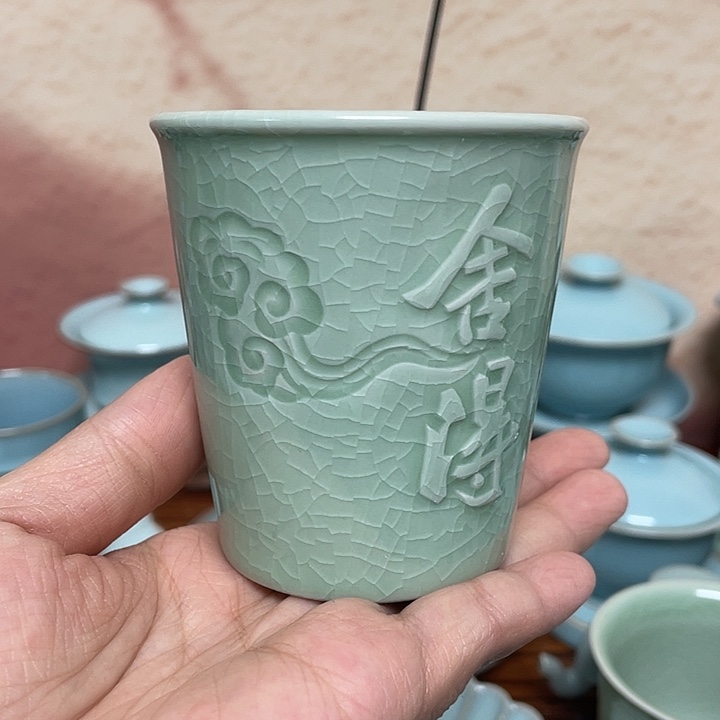 杯子豆绿手雕舍得大可乐杯