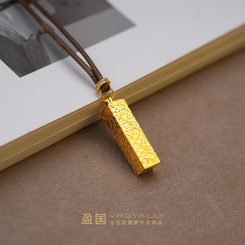 铜合金吊坠 【四方来财】碎碎冰吉言方砖质感精致吊坠毛衣链项链