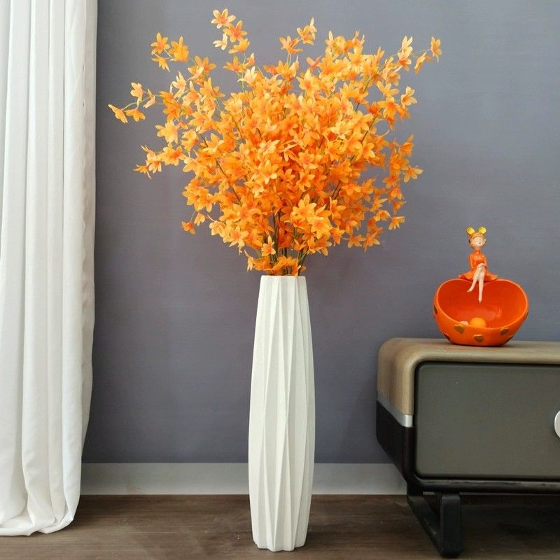 仿真文心兰客厅落地假花简约大气装饰花迎春花婚庆电视柜