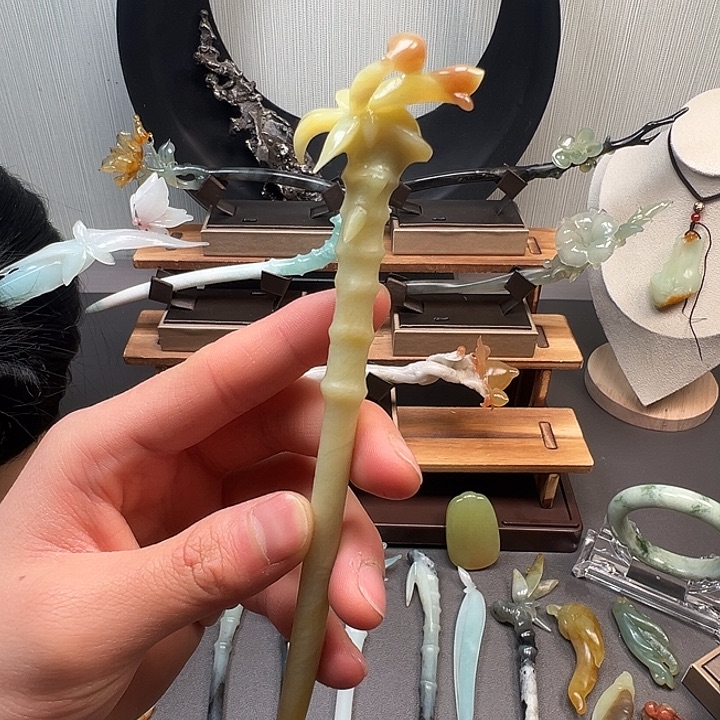 蛇纹石玉未镶嵌发簪