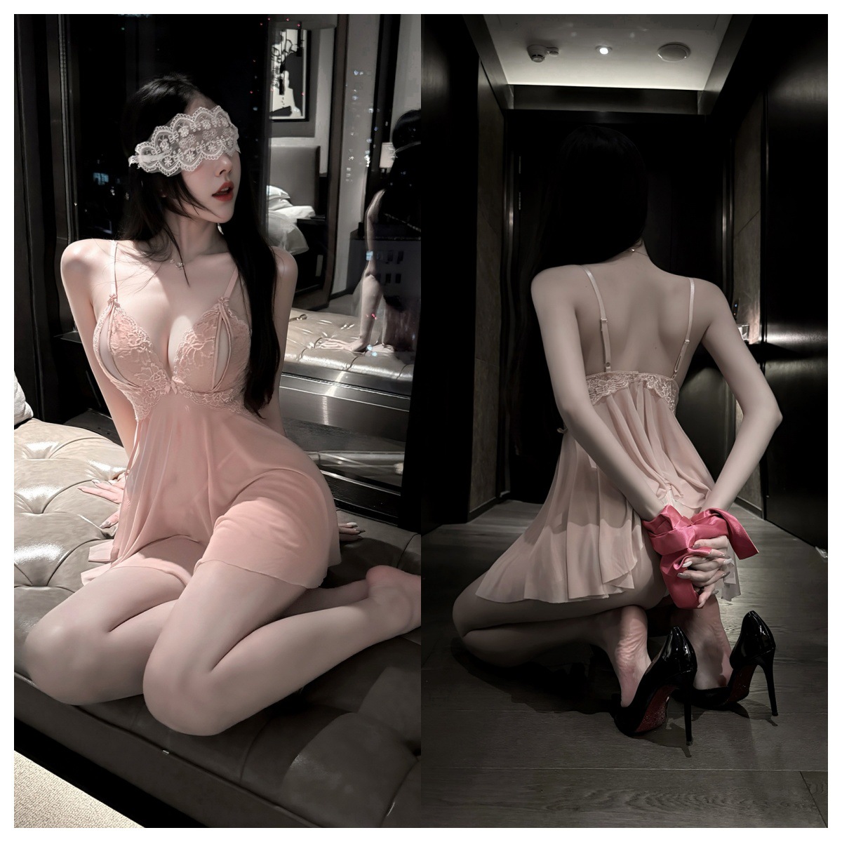女性调高级感禁欲系内衣蕾丝吊带睡裙趣味调睡衣