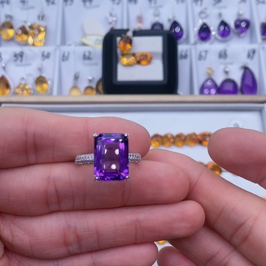 紫晶纯天然紫水晶裸石定制银S925镶嵌