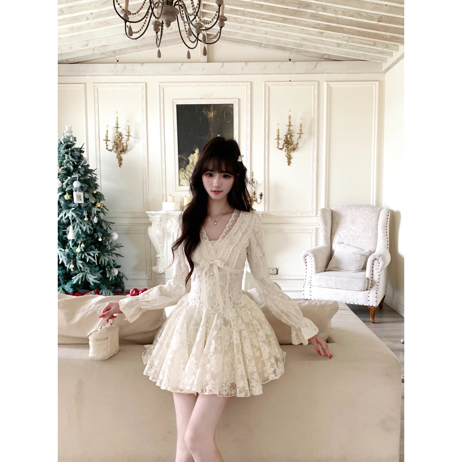 越韩小鱼天使之翼法式纯大码半身裙收腰千金风生日蓬蓬裙5966甜