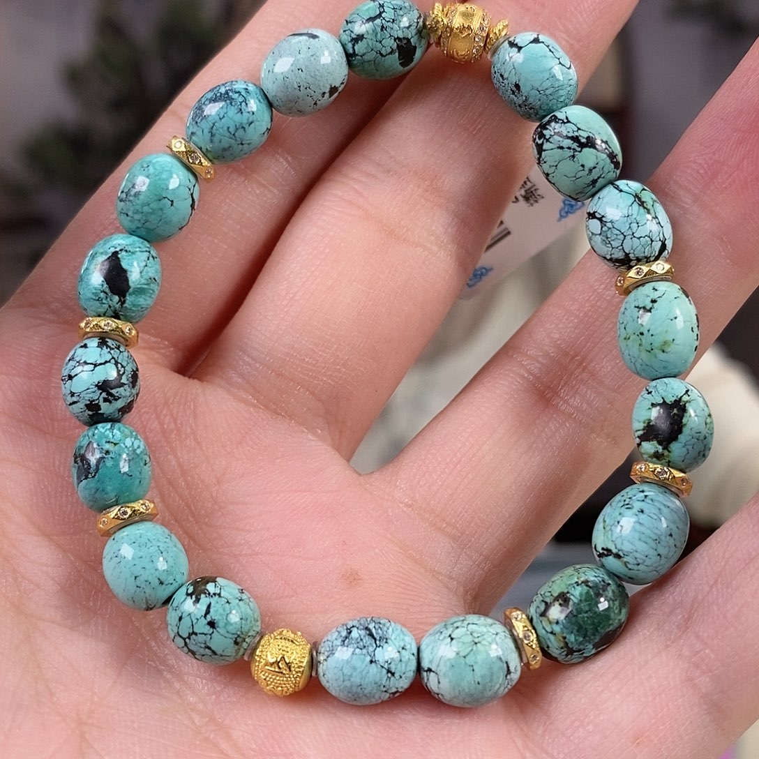 绿松石银S925镀金镶嵌珠宝奇石