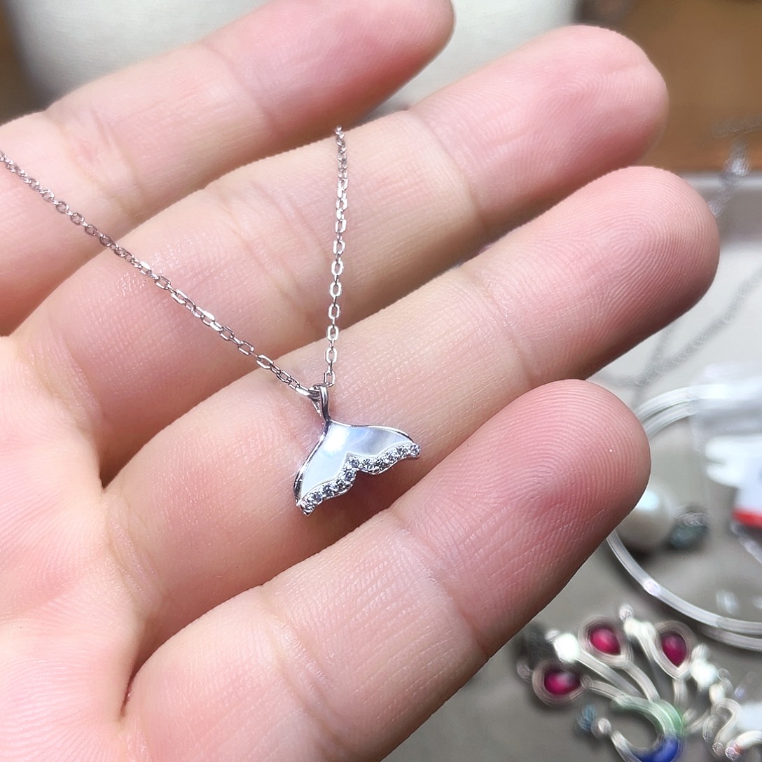 百***味坠链均925银锆石人鱼