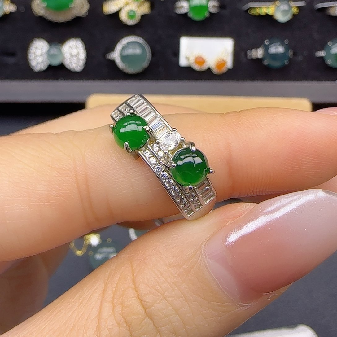 银S925镶嵌戒指翡翠