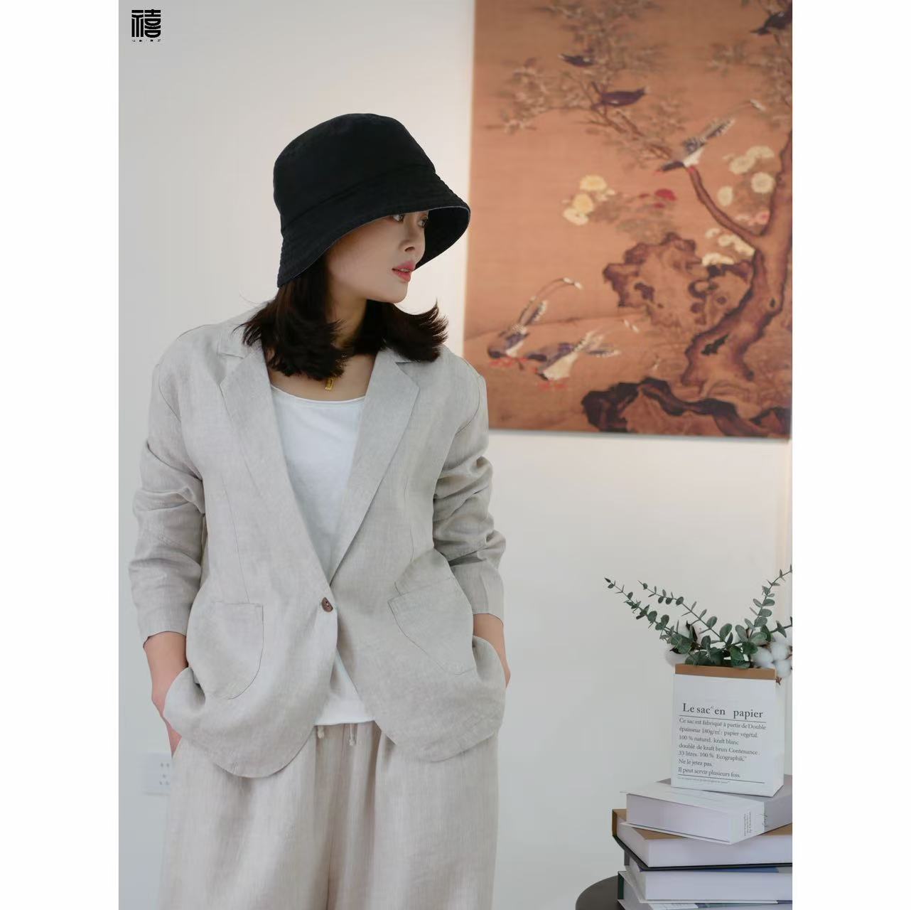 福禧·爱尼春季新款时尚百搭纯色双贴袋小西装1053