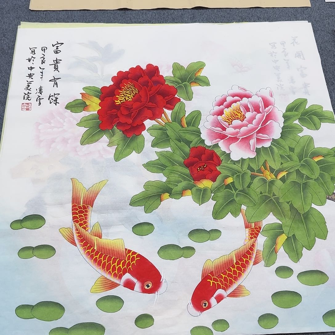 国画尺寸70X70手绘作品 