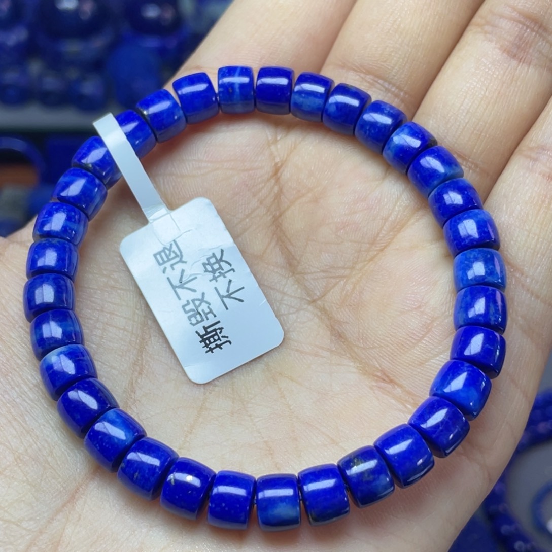 青金石未镶嵌7×5mm直切手串