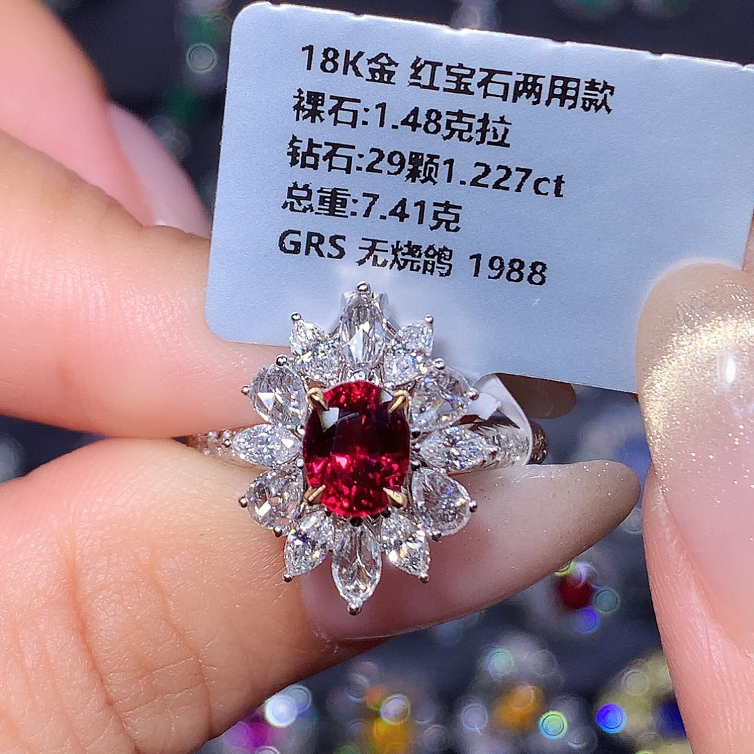 戒指红宝石18K金镶嵌