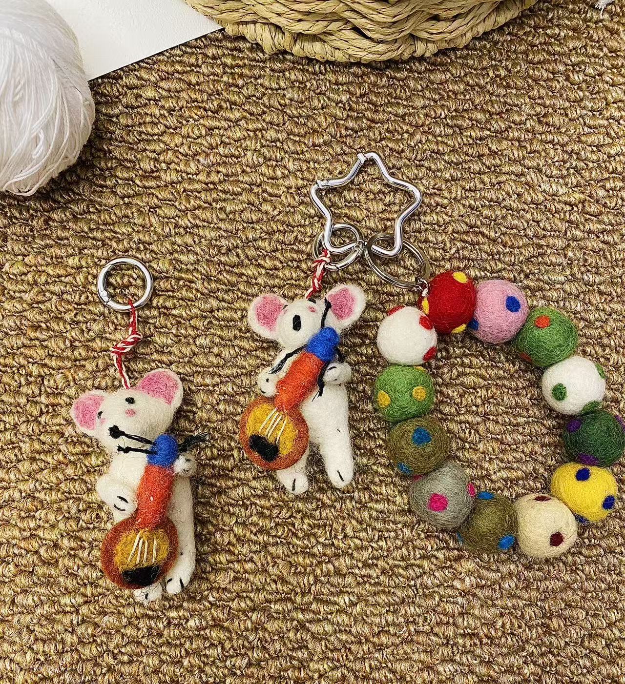 尼泊尔纯手工制作羊毛毡可爱鼠鼠系列