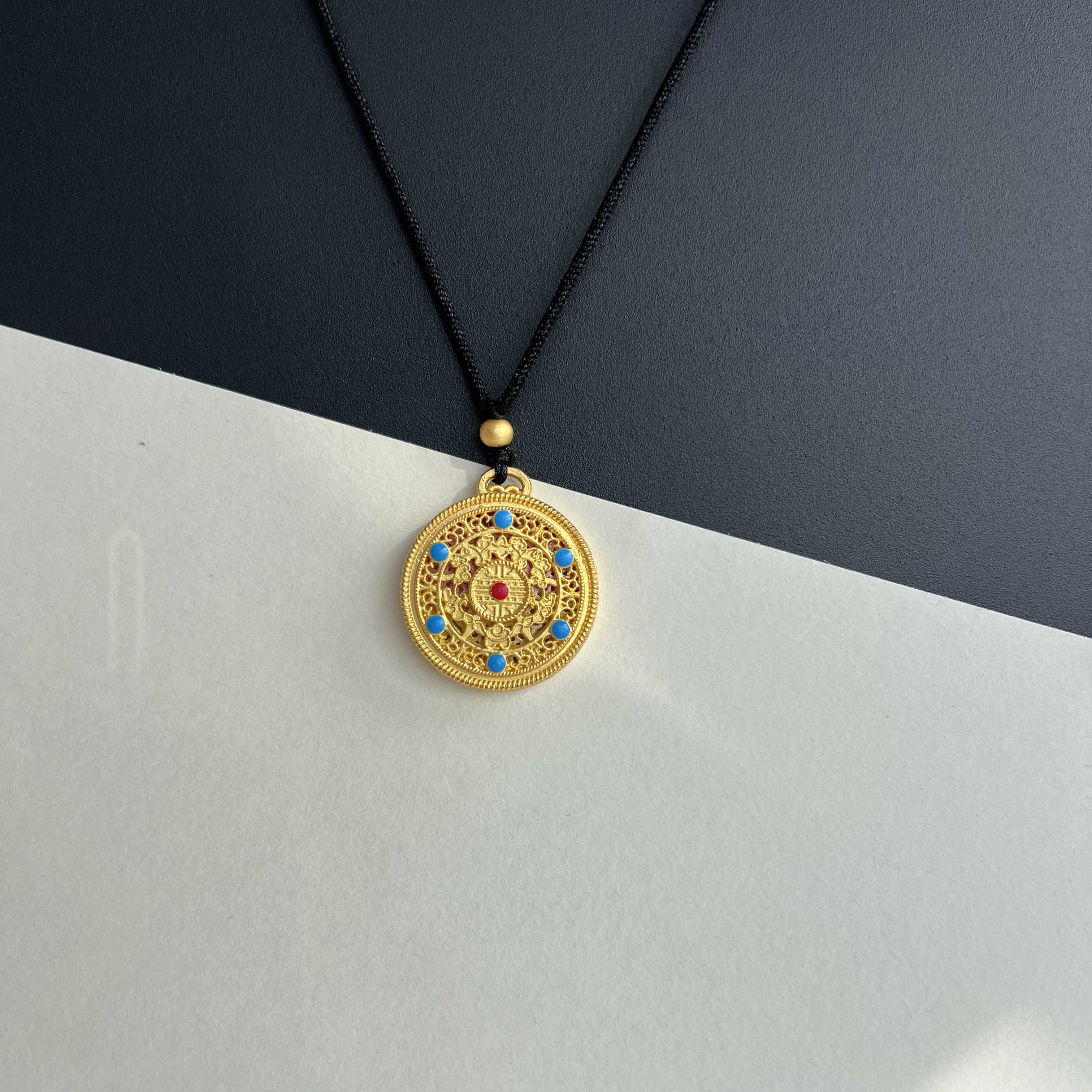 非金属棉绳项链 大福同款圆满罗盘项链小众设计感百搭女士新款