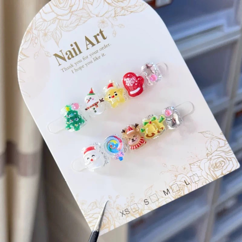 【圣诞狂欢亲子款】小童女孩纯手工穿戴甲3-12岁小孩姐爆闪礼物短款