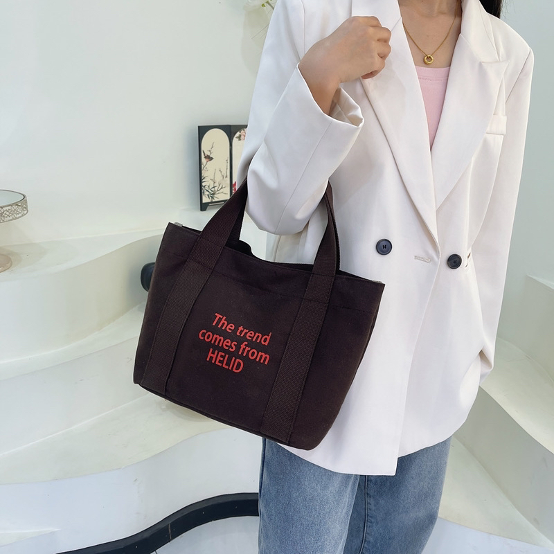 夏季新款ins字母帆布包时尚百搭通勤文艺外出手提包便携款布包802