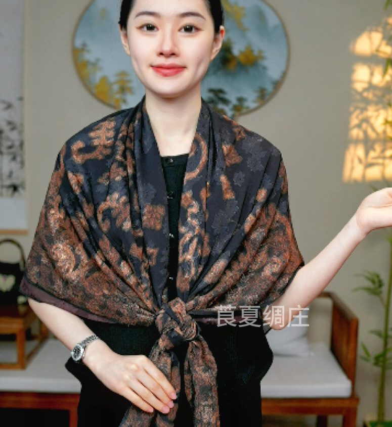 【可可花】140CM香云剪花方巾优雅气质百搭中国风长巾披肩