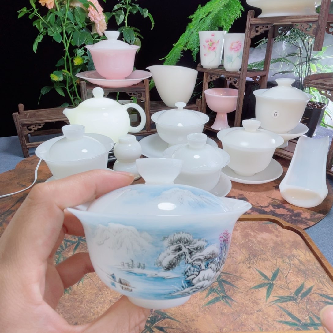 璞玉三才小元宝手绘江雪