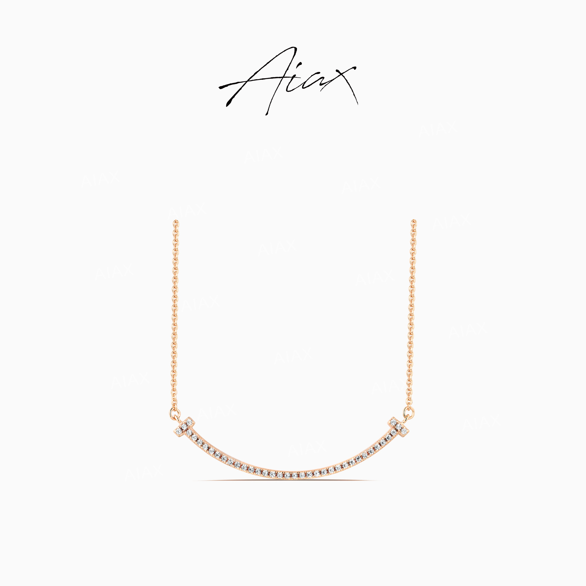 AIAX 925银 镀K金  时尚气质百搭初恋简约经典微笑项链TSJ9395