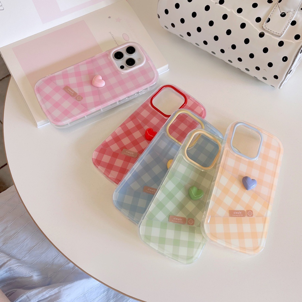 兰知春序纯色手机壳适用苹果16/15PRO立体爱心iPhone14/13保护套