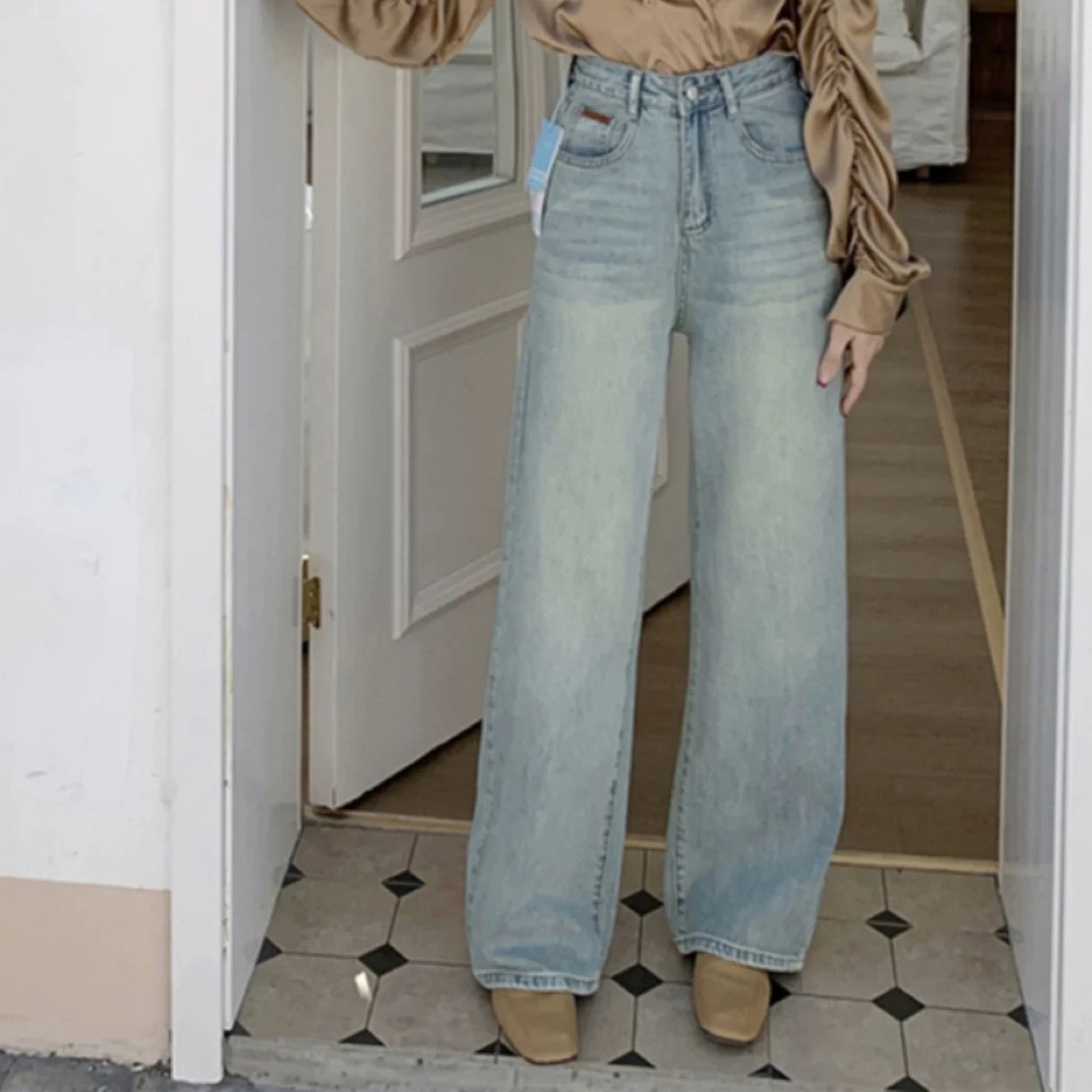 4571浅蓝色牛仔裤裤