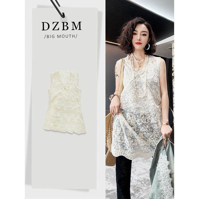 DZBM2025春季新款V领蕾丝边无袖背心-S5442