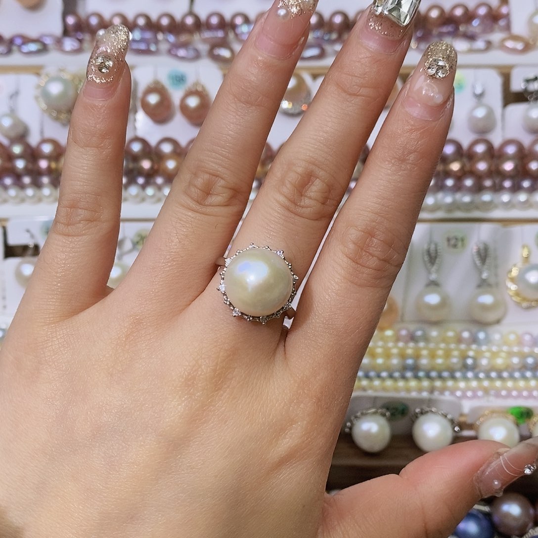 淡水珍珠戒指合金