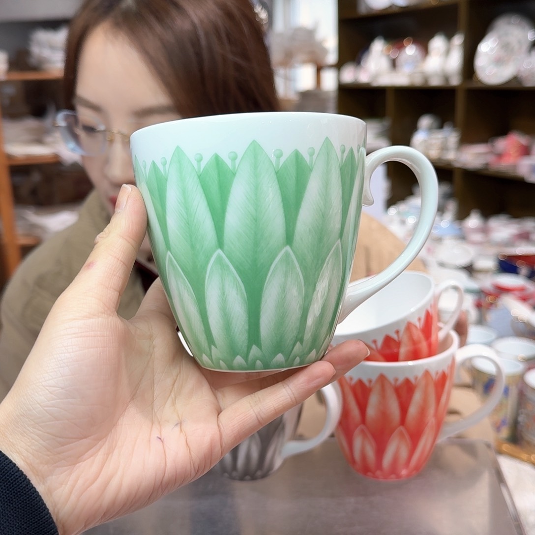 瓷鹅黄原单马克杯一个450ml微瑕