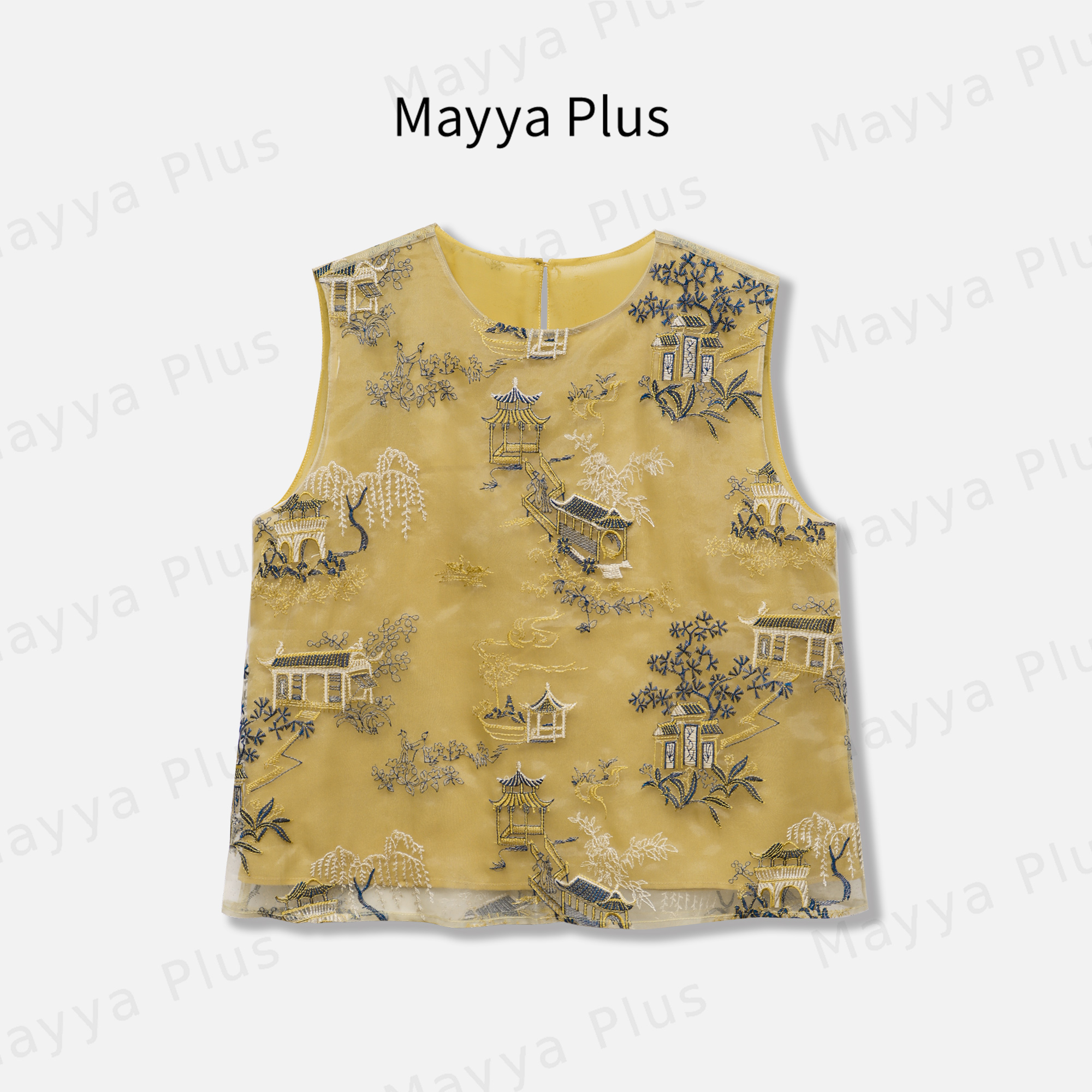 【兰亭阁】Mayya Plus麦芽定制轻奢气质欧若风梭织上衣32528639