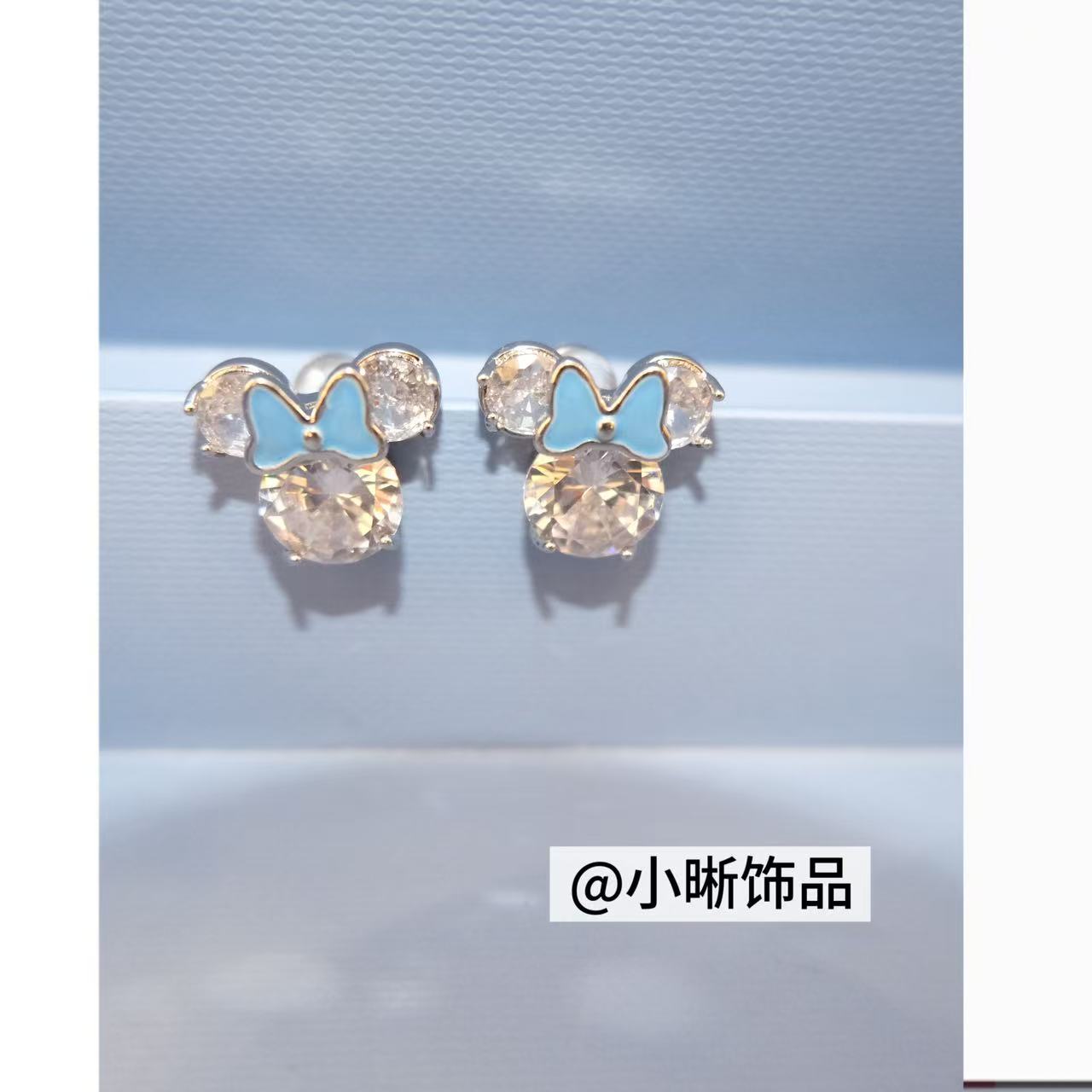 铜合金锆石耳饰 小众设计百搭蓝色系耳饰45766
