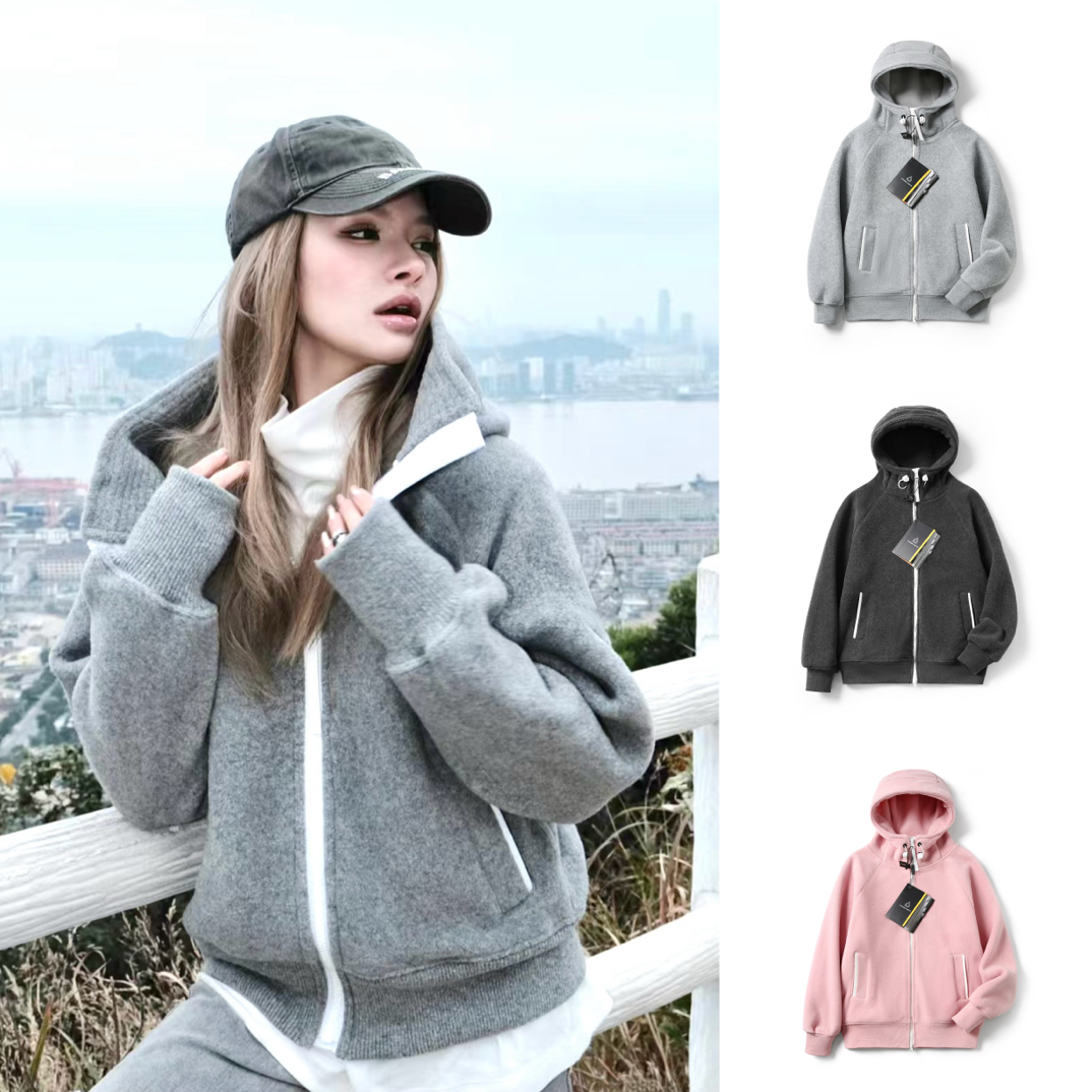 【醒醒专属】AF36015 冬季双面抓绒卫衣外套颗粒绒加厚保暖连帽夹克