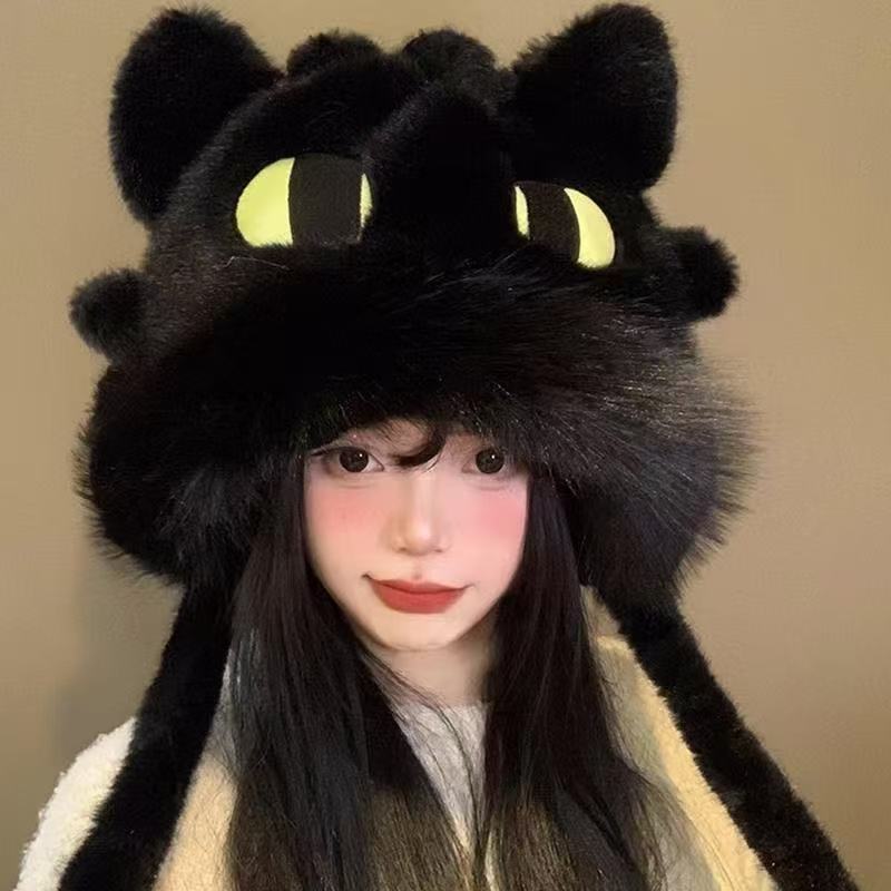 【情侣款】可爱无牙仔毛绒绒帽子冬季加厚保暖防寒骑行护耳雷锋帽女