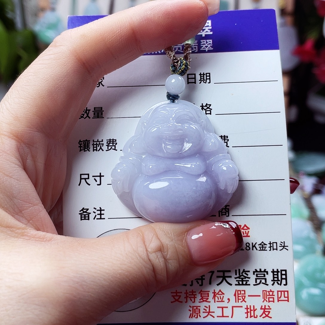 翡翠足金镶嵌颈饰佛公16