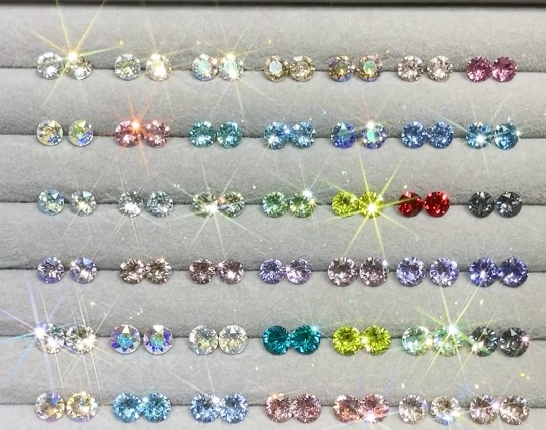 合金玻璃耳饰 简约风银色拼色古风男女通用配饰耳钉几何可爱彩色