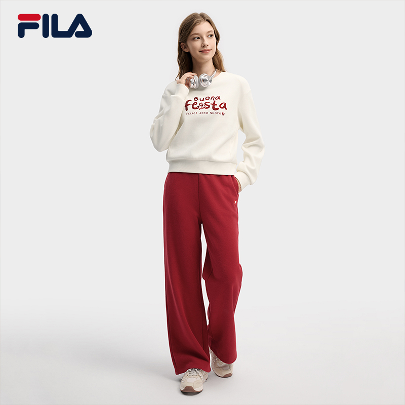 Fila/斐乐/斐乐【新年】阔腿直筒显瘦显高运动针织长裤F11W619601F