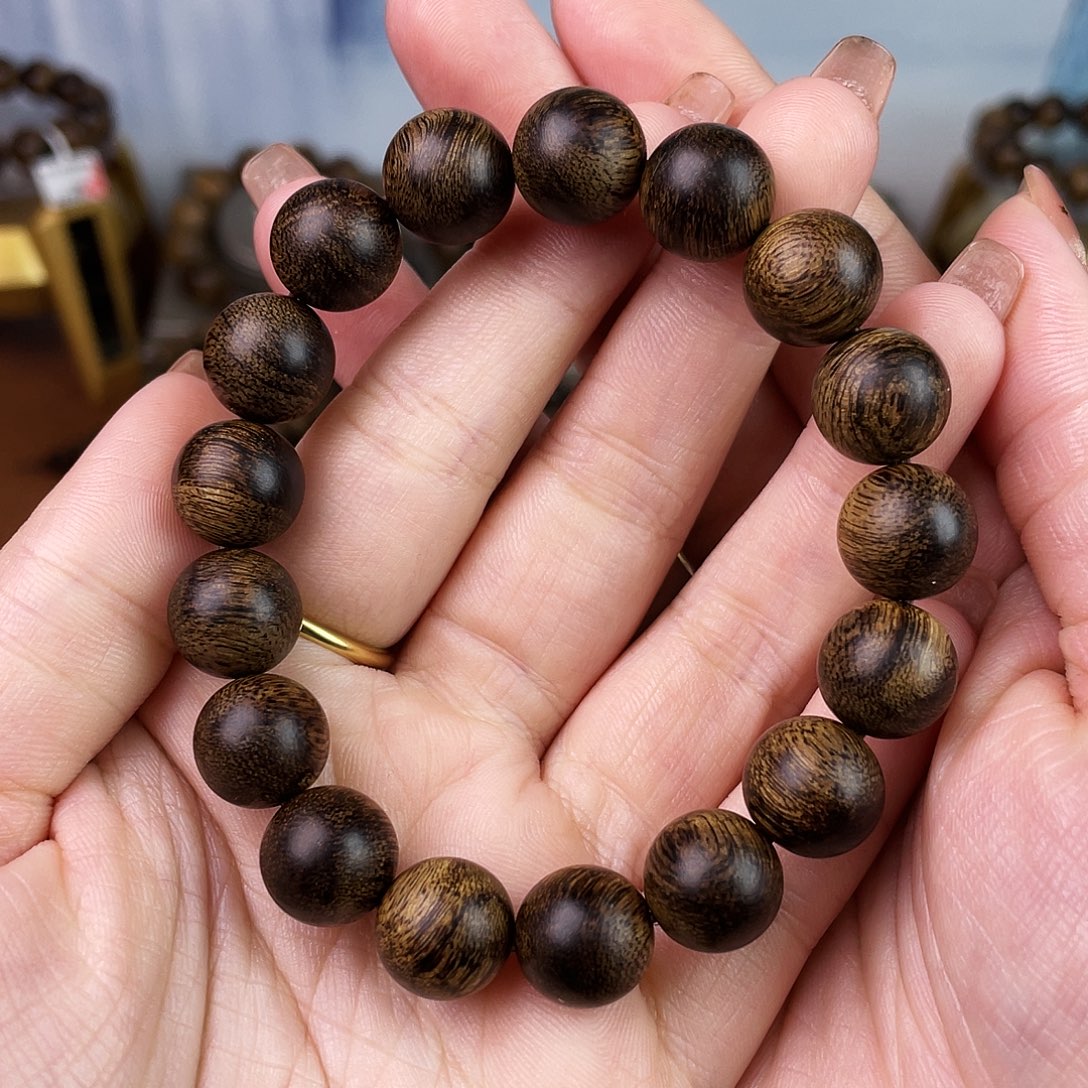 沉香手串越南富森红土沉香瘤疤虎斑纹1.2
