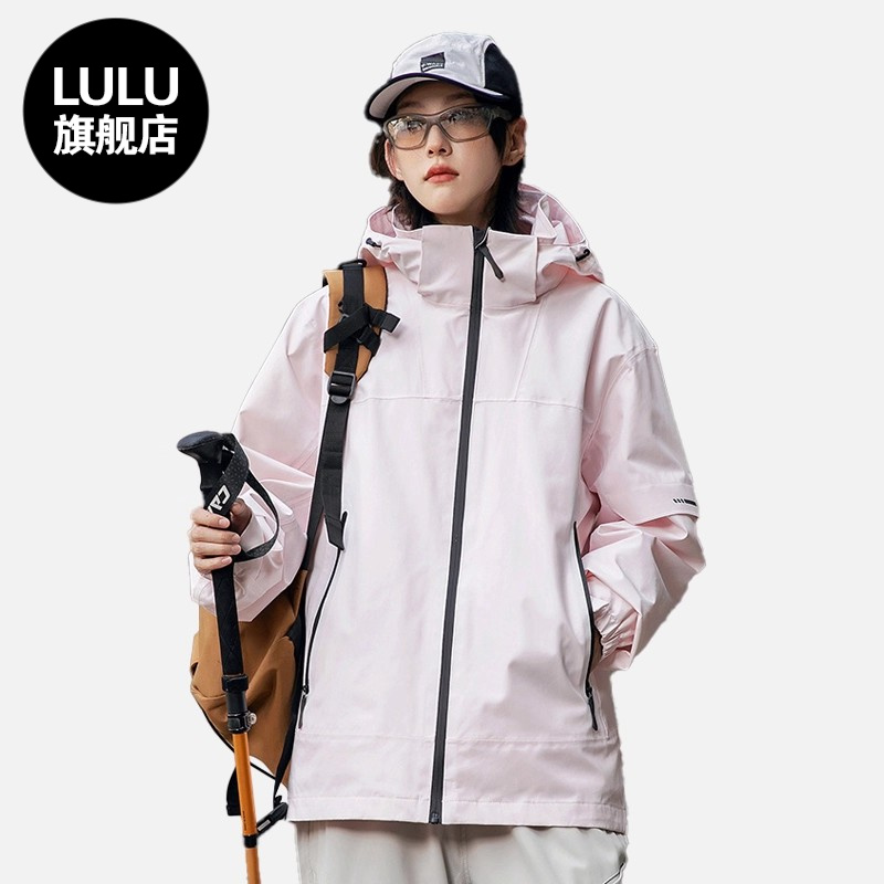 LULU洋气2025新款冬夏通用冲锋衣女款户外防风防水透气外套瑜伽运