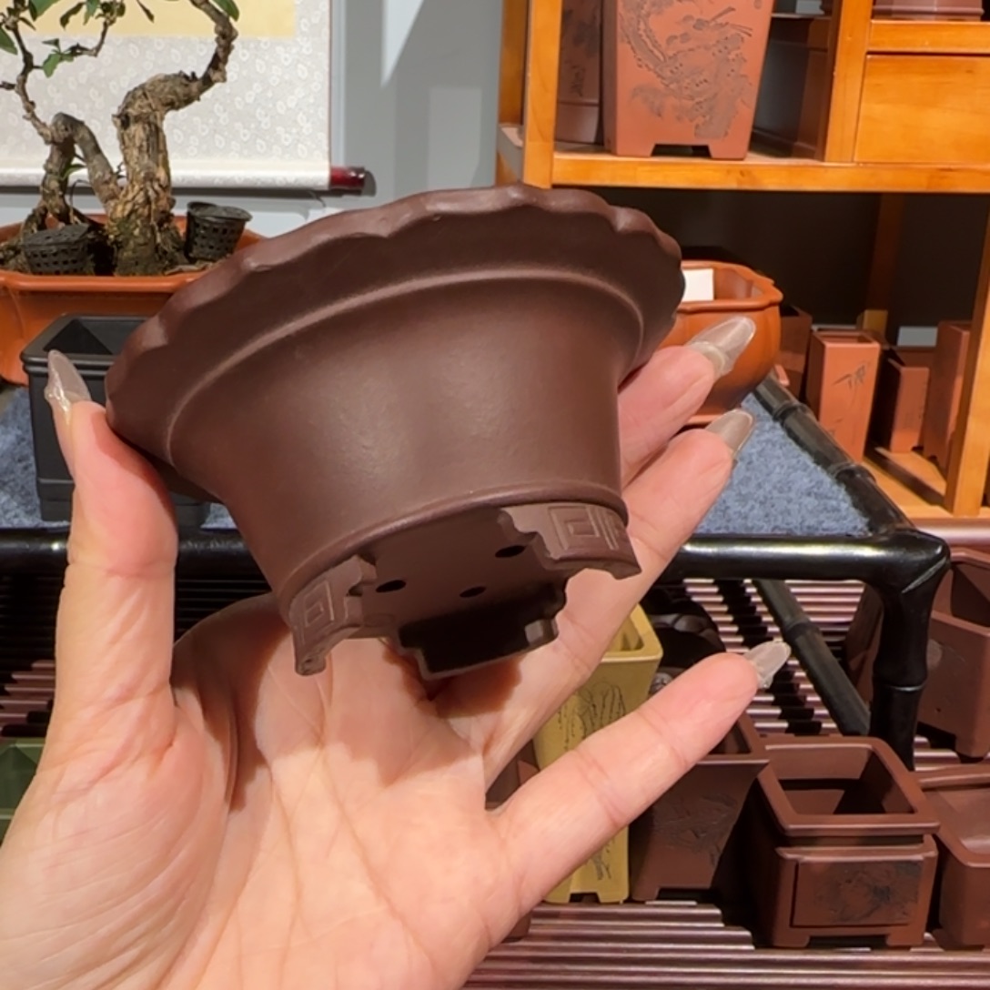 紫砂花盆口径9深度3.5