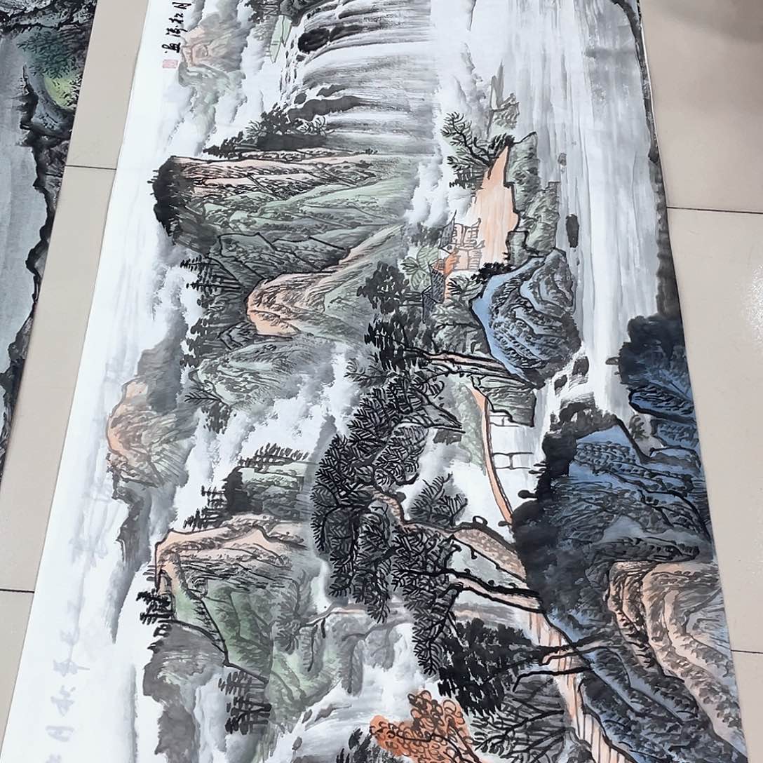 国画纯手绘的花鸟山水