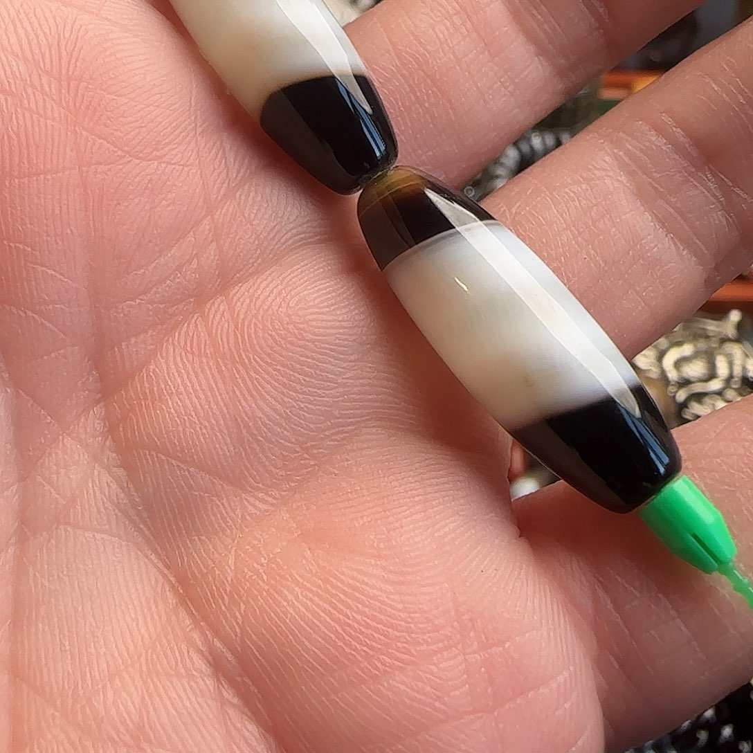 玛瑙/玉髓合金颈饰黑白黑 缠丝玛瑙同料同比例