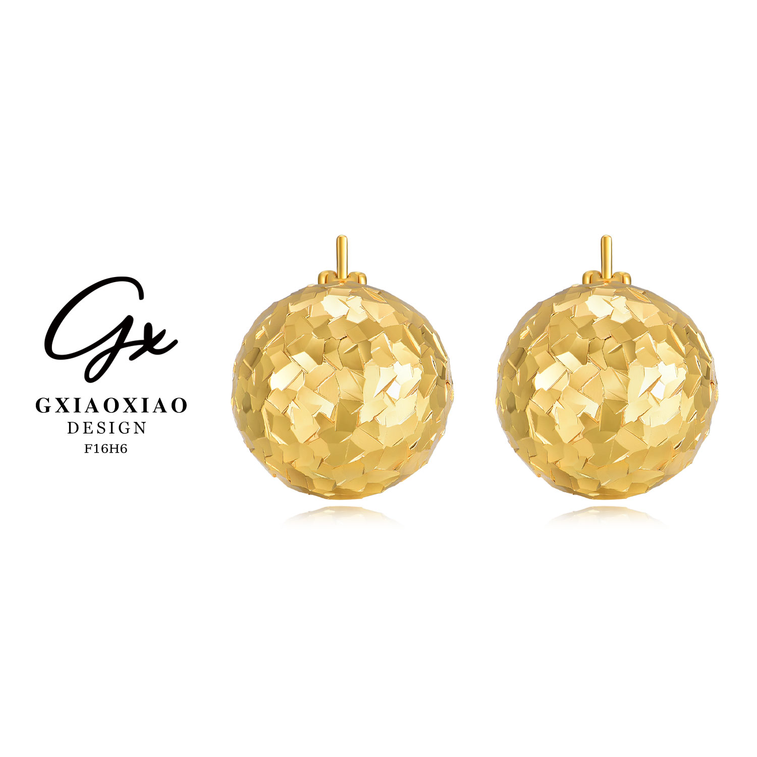 铜合金耳饰  镀K金【璀璨夺目】时尚气质百搭经典球形耳环 F16H6