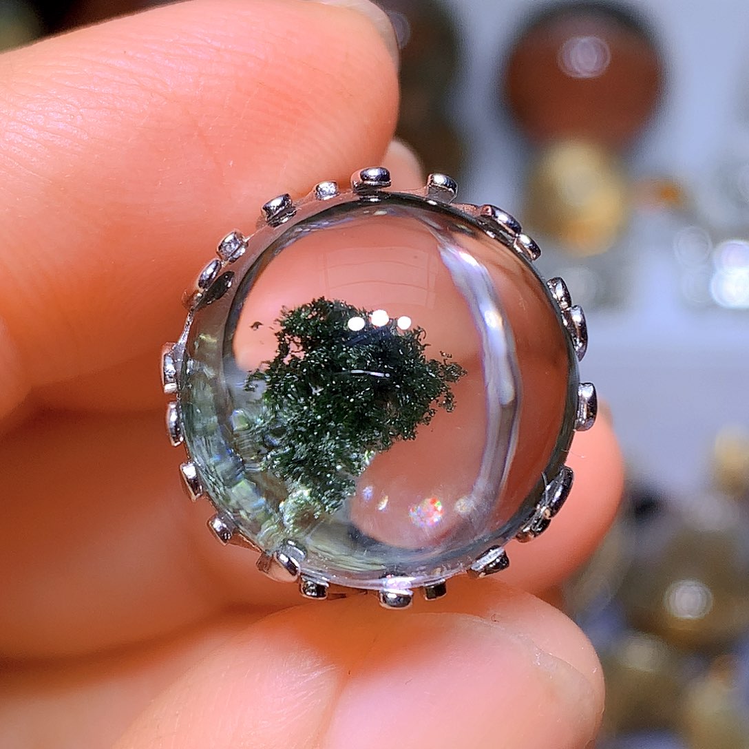 水晶戒指银S925镶嵌天然水晶