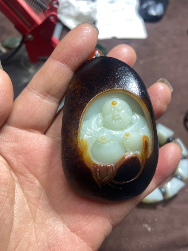 和田玉 把件 佛 公