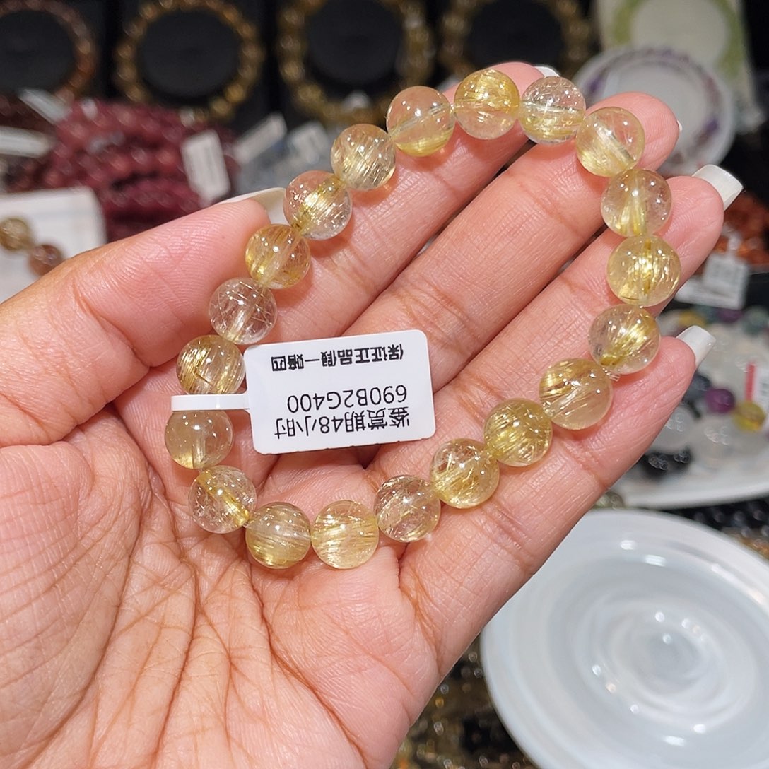 甜***）未镶嵌发晶手串已实名金发9m