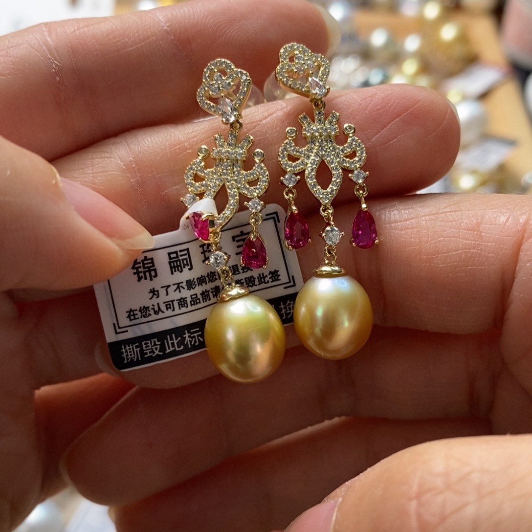 海水珍珠耳饰银S925镶嵌