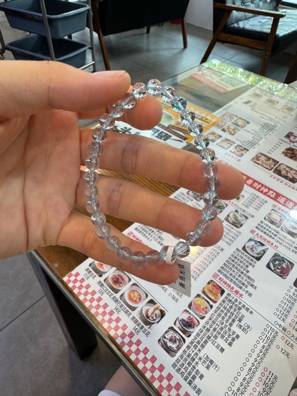 蓝托帕手串6咪或者8咪圆珠素圈散珠百搭美丽小冰块有些碎冰冰