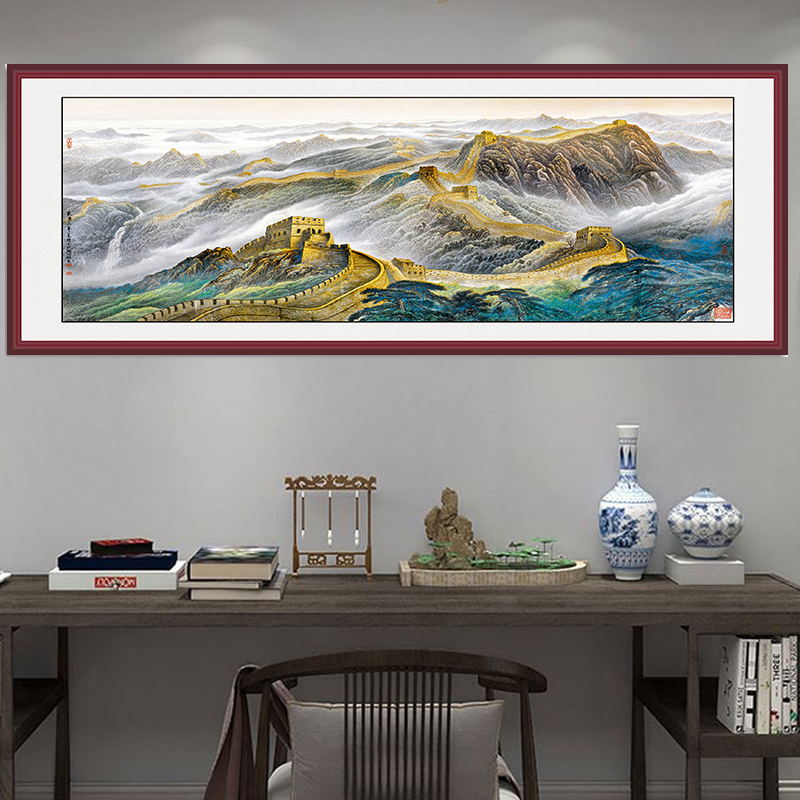 新中式国画书法定制山水画大气沙发背景墙字画办公室挂画开业牌匾