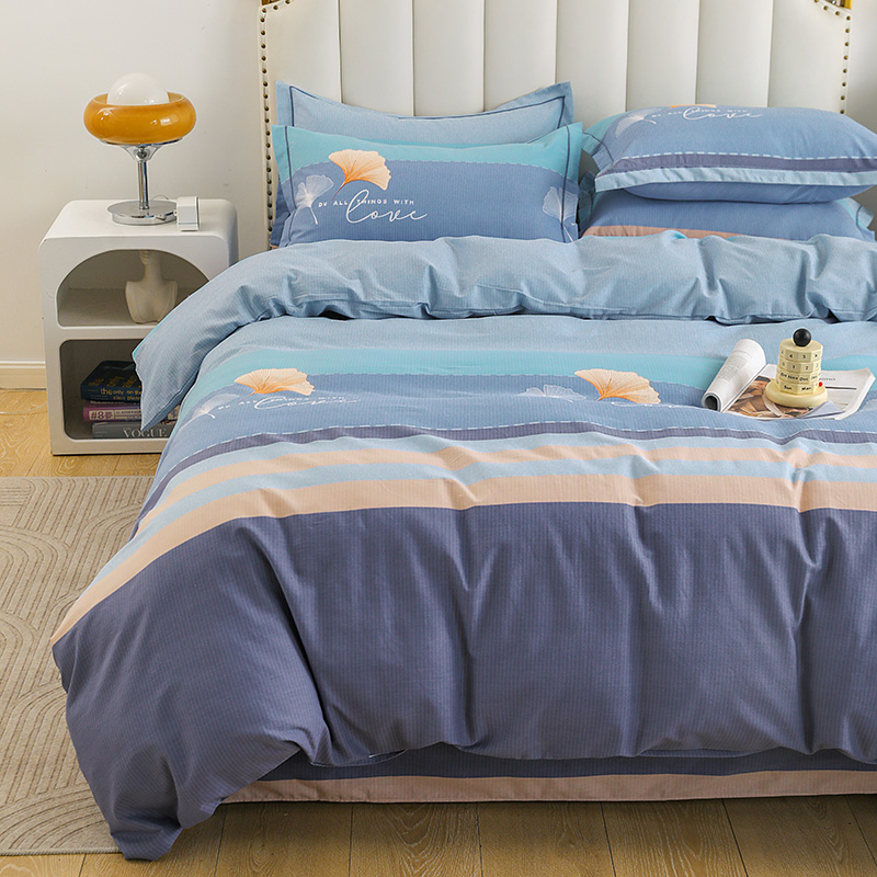 2025秋冬款100%斜纹棉亲肤被套四件套磨毛双人床单(枕套随机裁剪）