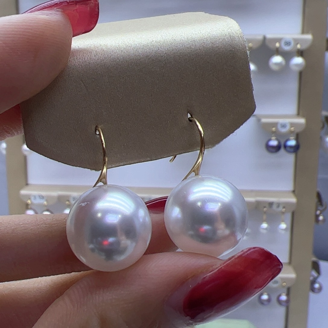 淡水珍珠耳饰18K金镶嵌